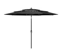 vidaXL Parasol à 3 niveaux avec mât en aluminium Anthracite 3 m
