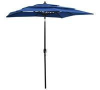 Vidaxl Parasol À 3 Niveaux Avec Mât En Aluminium Bleu Azuré 2x2 M Bleu
