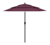 Vidaxl Parasol À 3 Niveaux Avec Mât En Aluminium Bordeaux 2,5 M