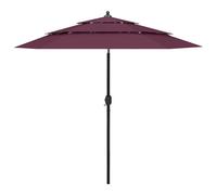 Vidaxl Parasol À 3 Niveaux Avec Mât En Aluminium Bordeaux 2,5 M