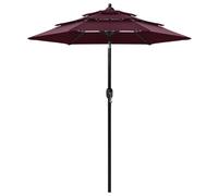 Vidaxl Parasol À 3 Niveaux Avec Mât En Aluminium Bordeaux 2 M