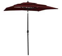 Vidaxl Parasol À 3 Niveaux Avec Mât En Aluminium Bordeaux 2x2 M