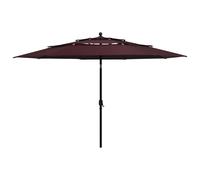 Vidaxl Parasol À 3 Niveaux Avec Mât En Aluminium Bordeaux 3,5 M