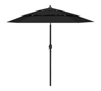 Vidaxl Parasol À 3 Niveaux Avec Mât En Aluminium Noir 2,5 M Noir