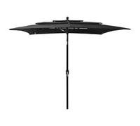 Vidaxl Parasol À 3 Niveaux Avec Mât En Aluminium Noir 2,5x2,5 M Noir