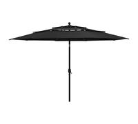 Vidaxl Parasol À 3 Niveaux Avec Mât En Aluminium Noir 3,5 M Noir