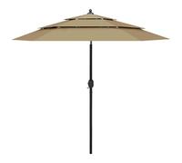 Vidaxl Parasol À 3 Niveaux Avec Mât En Aluminium Taupe 2,5 M Gris