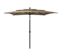 vidaXL Parasol à 3 niveaux avec mât en aluminium Taupe 2,5x2,5 m