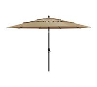 Vidaxl Parasol À 3 Niveaux Avec Mât En Aluminium Taupe 3,5 M Gris