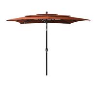 Vidaxl Parasol À 3 Niveaux Avec Mât En Aluminium Terre Cuite 2,5x2,5 M