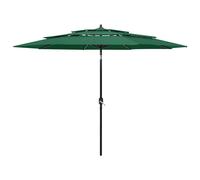 vidaXL Parasol 3-laags met aluminium paal 3 m groen313869 Vert G
