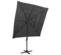 Vidaxl Parasol À 4 Niveaux Avec M?T En Aluminium Anthracite 250x250 Cm Gris