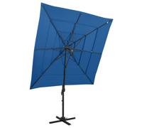 Vidaxl Parasol À 4 Niveaux Avec M?T En Aluminium Bleu Azuré 250x250 Cm Bleu