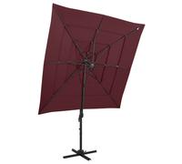 Vidaxl Parasol À 4 Niveaux Avec M?T En Aluminium Bordeaux 250x250 Cm Rouge