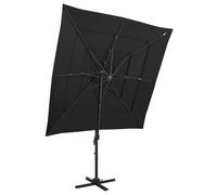 vidaXL Parasol à 4 niveaux avec mât en aluminium Noir 250x250 cm