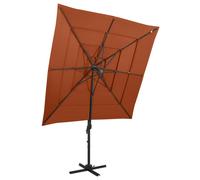 Vidaxl Parasol À 4 Niveaux Avec M?T En Aluminium Terre Cuite 250x250cm Rouge