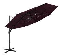 Vidaxl Parasol À 4 Niveaux Avec Mât En Aluminium Bordeaux 3x3 M