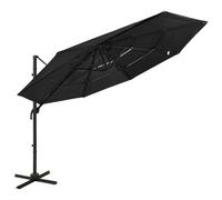 vidaXL Parasol à 4 niveaux avec mât en aluminium Noir 3x3 m