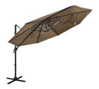 vidaXL Parasol à 4 niveaux avec mât en aluminium Taupe 3x3 m