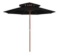 Vidaxl Parasol À Deux Étages Avec Mât En Bois Noir 270 Cm