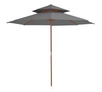 vidaXL Parasol à deux étages – mât en bois – 270 cm – anthracite