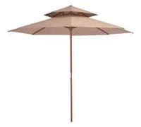 vidaXL Parasol à Deux Étages avec Mât en Bois, Pare-soleil de Patio, Abri de Soleil, Parasol de Plage Jardin Terrasse 44520 Rose G