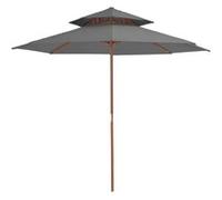 vidaXL Parasol à Deux Étages avec Mât en Bois, Pare-soleil de Patio, Abri de Soleil, Parasol de Plage Jardin Terrasse 44519