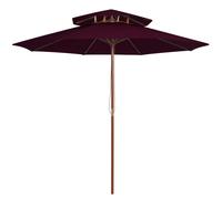 Vidaxl Parasol À Deux Étages Avec Mât En Bois Rouge Bordeaux 270 Cm