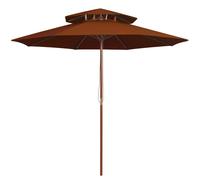 Vidaxl Parasol À Deux Étages Avec Mât En Bois Terre Cuite 270 Cm
