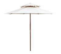 Vidaxl Parasol À Deux Étages Avec Poteau En Bois Blanc Crème Blanc