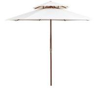 Vidaxl Parasol À Deux Étages Avec Poteau En Bois Blanc Crème Blanc