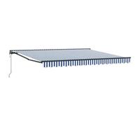 vidaXL Parasol auto-rétractable Bleu et Blanc 350 x 250 cm, parfait pour l'ombre sur le patio et le balcon, idéal pour le jardin et la terrasse moderne, solution d'ombre extensible.