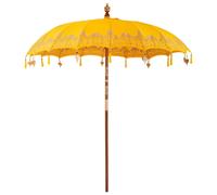 vidaXL Parasol balinais 210-220 x 250 cm en Tissu Coton Jaune. Il est résistant à l'eau, avec Un Poteau en Bois de 3,8 cm de diamètre et Une Finition laquée Mate. Parfait pour Le Jardin ou la terrass