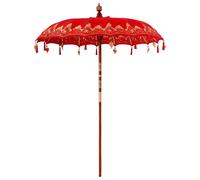 vidaXL Parasol Rouge balinais 180-190 cm en Coton et Bois Massif, laqué et Pliable. Idéal pour se protéger du Soleil avec Un Tissu résistant à l'eau. Parfait pour l'été, à Utiliser sur Le Patio, dans