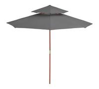 vidaXL Parasol avec aération et mât en bois 270 cm Anthracite