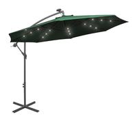 vidaXL Parasol avec éclairage LED 300 cm Poteau en métal Vert