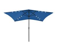 Vidaxl Parasol Avec Led Et Mât En Acier Bleu Azuré 2x3 M Bleu