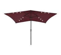 vidaXL Parasol avec LED et mât en acier Rouge bordeaux 2x3 m