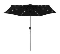 vidaXL Parasol avec LED et mât en aluminium 270 cm Noir Noir