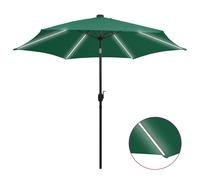 vidaXL Parasol met LED-verlichting en aluminium paal 300 cm groen47360 G