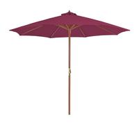 Vidaxl Parasol Avec Mât En Bois 300 Cm Rouge Bordeaux