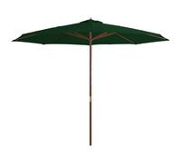 Vidaxl Parasol Avec Mât En Bois 350 Cm Vert Vert