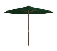 Vidaxl Parasol Avec Mât En Bois 350 Cm Vert Vert