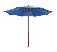 vidaXL Parasol avec Mât en Bois Parasol de Patio Parasol de Terrasse Parasol de Jardin Parasol d'Extérieur Pare-soleil Arrière-cour 300x258 cm Bleu