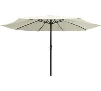 vidaXL Parasol avec mât métallique 390 cm blanc sable