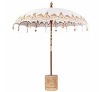 vidaXL Parasol balinais 2 pcs Crème 210-220 cm Coton et Bois Massif, Parasol Rond pour Jardin et terrasse, balinais, Fait Main en Coton, Ombre d'été, Protection Patio