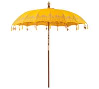vidaXL Parasol balinais 210-220 x 250 cm en Tissu Coton Jaune. Il est résistant à l'eau, avec Un Poteau en Bois de 3,8 cm de diamètre et Une Finition laquée Mate. Parfait pour Le Jardin ou la terrass