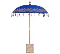vidaXL Parasol balinais bleu 180-190 cm coton, bois massif