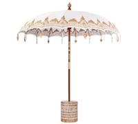 vidaXL Parasol de Jardin, Parfait pour l'été, Fait Main en Bois, Style balinais, Rond, idéal pour se protéger du Soleil.