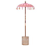 vidaXL Parasol balinais avec Base Rose 95 x 95 x 260 cm, Parasol Rond balinais pour Jardin et terrasse, Ombre décorative, abri Rustique pour l'été